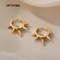 metal punk hip hop rivet hoop earrings 2022 trend gold color piercing earrings for women jewelry christmas gifts