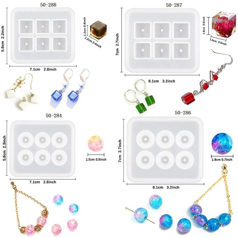 

12 Pcs/Set Crystal Epoxy Resin Mold Bracelet Necklace Beaded Silicone Mould DIY Handmade Crafts Jewelry Pendants Making