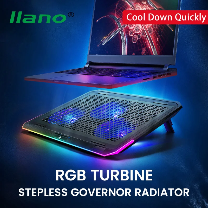 

Игровой охладитель для ноутбука LLANO, охлаждающая подставка для ноутбука 17 дюймов, 3 вентилятора