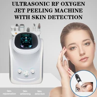 2021 hot sale six head hydrogen and oxygen small bubble facial cleaning instrument skin care machine with detection handle