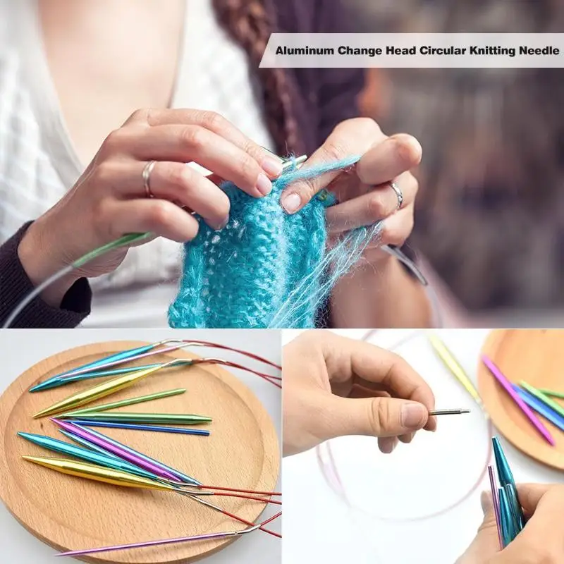 13 пар алюминиевых сменных головок Набор круглых вязальных игл практичный