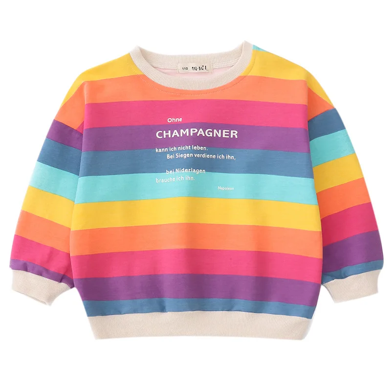 Футболка для детей Радуга девочек топ с длинными рукавами футболки в