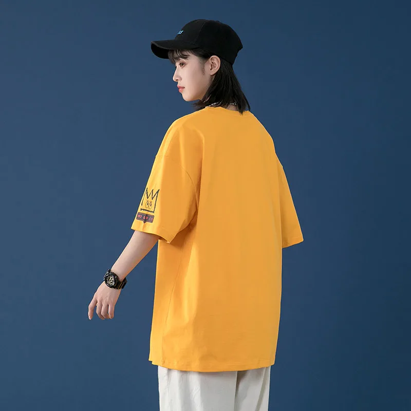 

Summer New Product Pure Cotton Half-Sleeved Shirt Japanese Simple Casual Boys And Girls Inst Shirt Book Style Kawaii T-Shirt