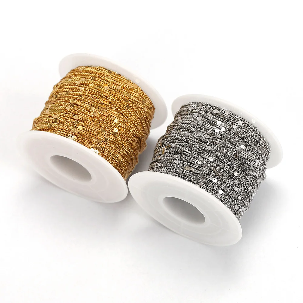 

10meters/roll Gold Stainless Steel Chain Necklace Link Chain Accessories for Bracelets Jewelry Making Components Handmade DIY