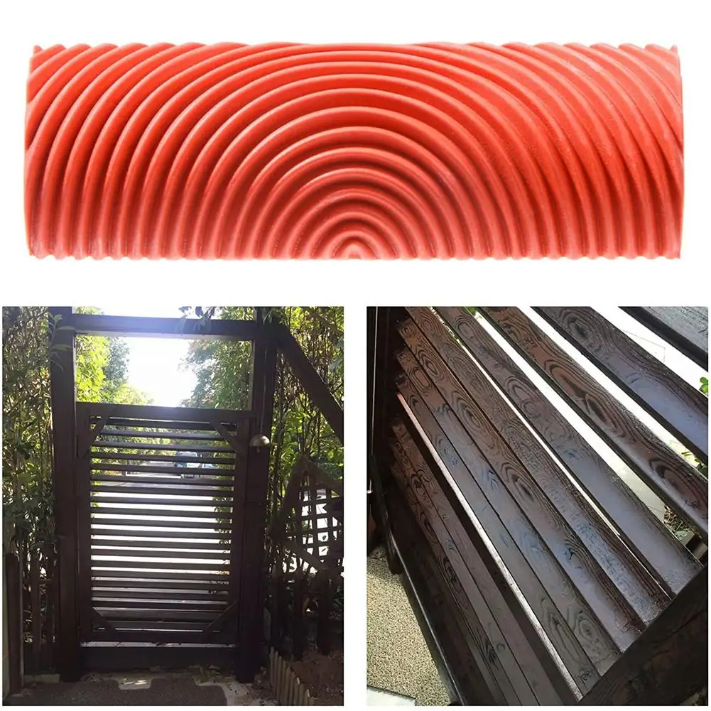 

2set Wood Grain Tool Embossed Paint Roller Wood Pattern Graining Tool with Rubber Handle for Wall Decoration