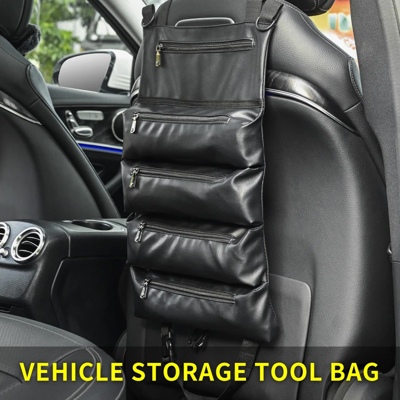 

Auto Car Back Seat Multi-function Tool Storage Up Bag Roll Pouch Multi-Pocket Storage Zipper Carrier Tote Organize Accessories