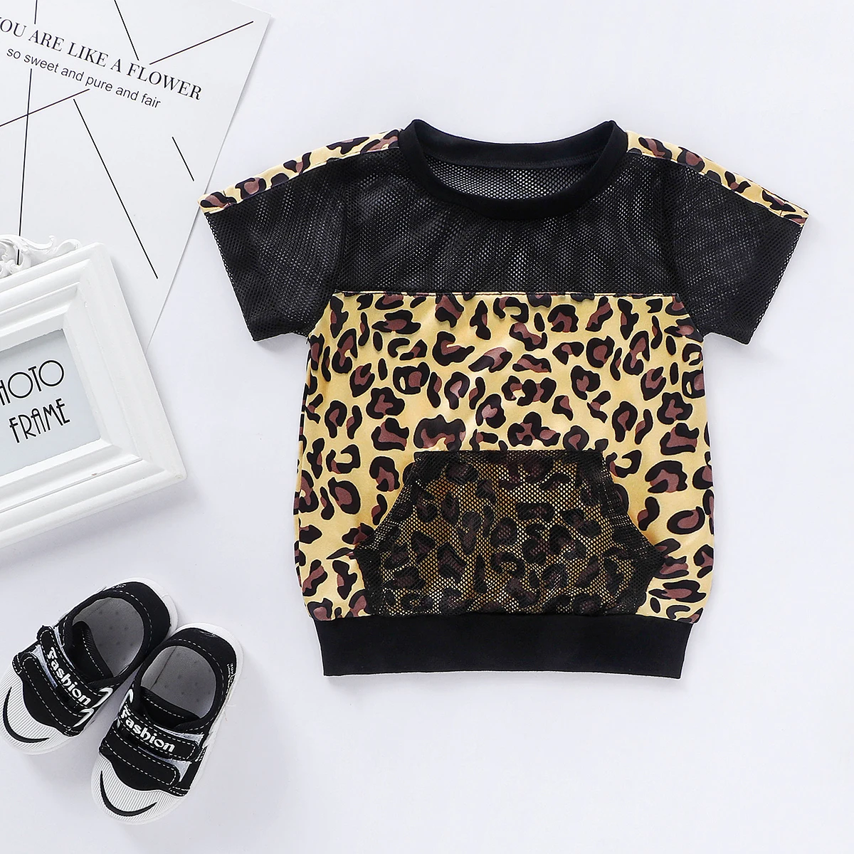От 0 до 5 лет летние модные комплекты одежды с леопардовым принтом для маленьких