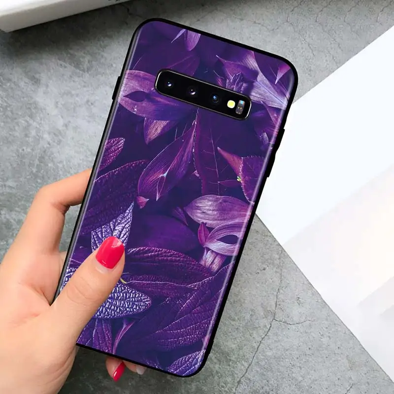 

Flower Leaf for Samsung Galaxy S21 Ultra Plus Note 20 10 9 8 S10 S9 S8 S7 S6 Edge Plus Black Phone Case
