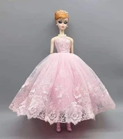 pink floral lace 30cm doll dress princess outfits for barbie doll accessories 16 bjd clothes wedding party gown vestido kid toy