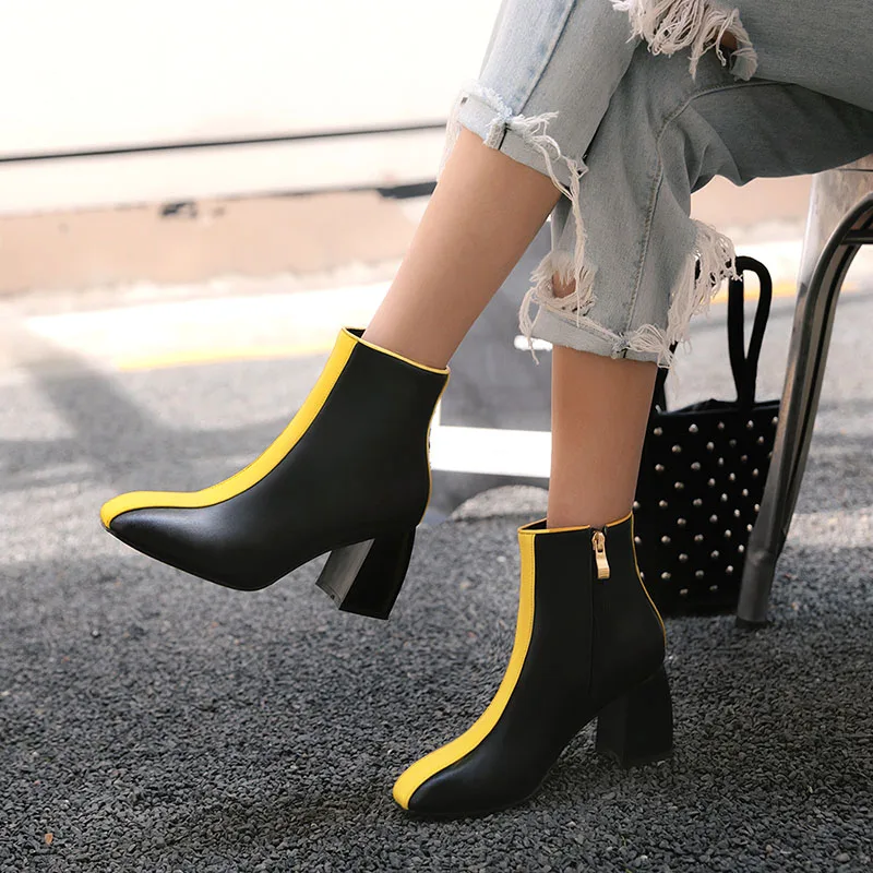 Phoentin/чунковые ботинки цвет желтый смешанные цвета 2019 натуральная кожа женская