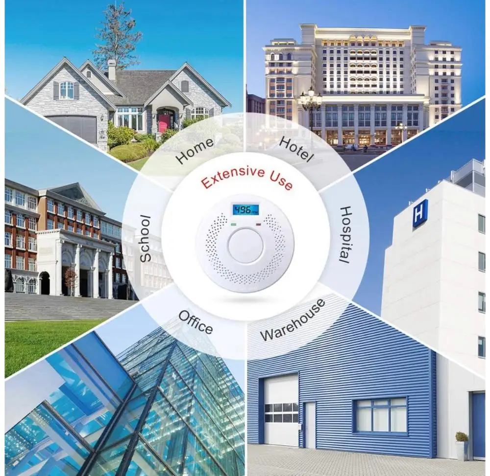 

Детектор угарного газа CO 1 шт., датчик пожарной безопасности, фотоакустический датчик с оповещением, домашняя сигнализация