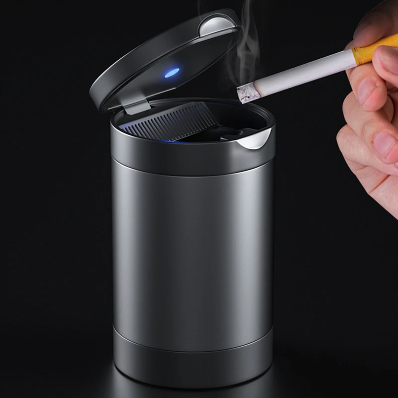

LED Lighting Car Ashtray High Flame Retardant Auto Ashtray Fireproof Material Fit Most Cup Holder