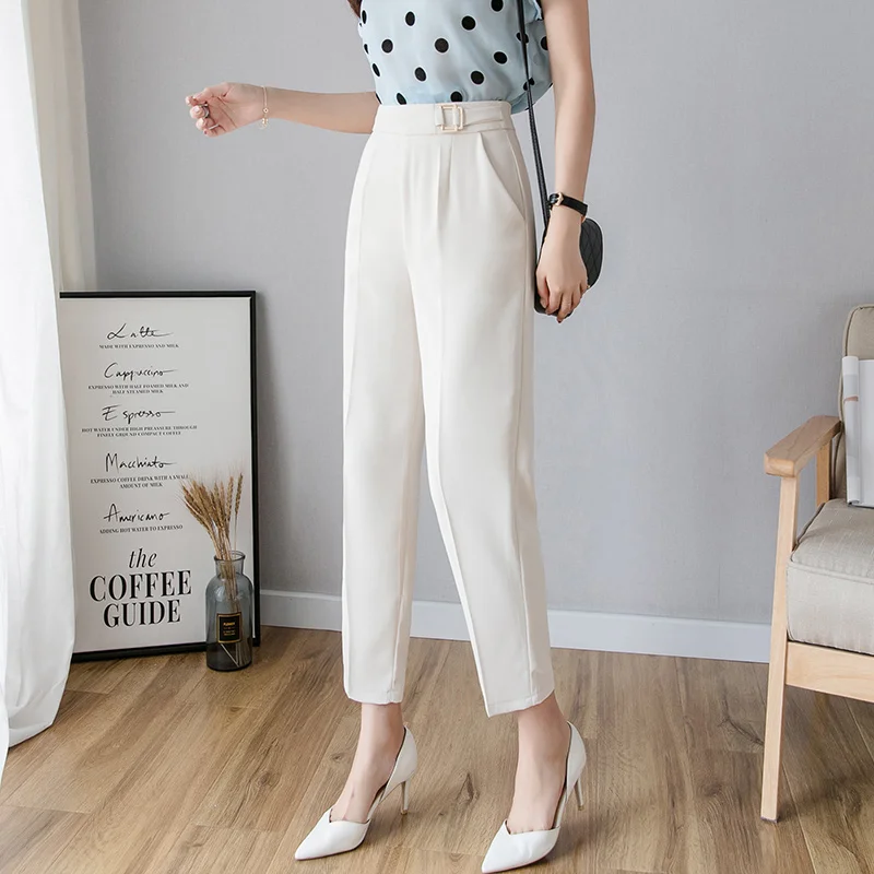 

Smoke Tube Loose Harem Pants Women's Summer Thin Small Foot Zipper Suit Pants Professional Cropped Straight Slimming Versatile