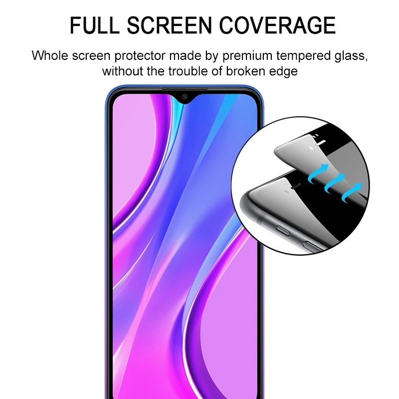 Для Xiaomi Redmi 9 полный клей экран Закаленное стекло пленка мобильный телефон