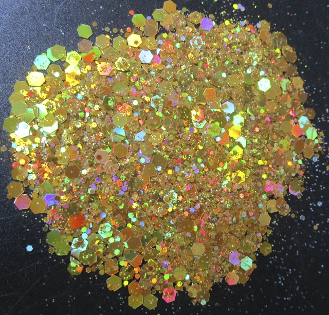 Радужные Блестящие Блестки шестиугольные с голографическим блеском 15 г