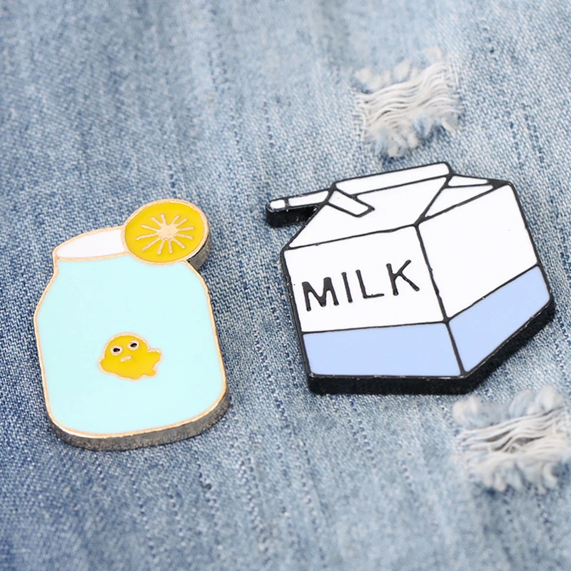 Молочная эмалированная булавка лимонные броши &quotнапиток&quot милый питомец утка