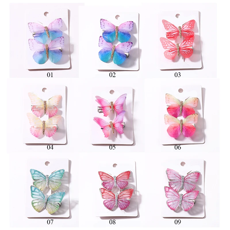 

2Pcs/Pack Girls Butterfly Hair Clips Wedding Hair Ornament Headband Double Layers Hairpins Kids Hair Accessories DIY Headpiece