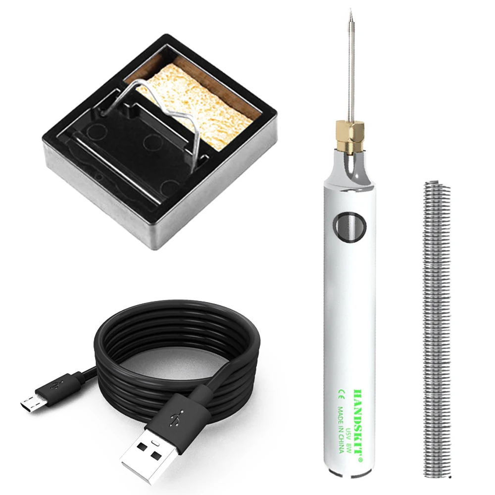 

HANDSKIT USB 5V 8W Electric Powered Soldering Iron Adjustable Temperature Range 330-450℃ Electric Soldering Irons Kit With Stand