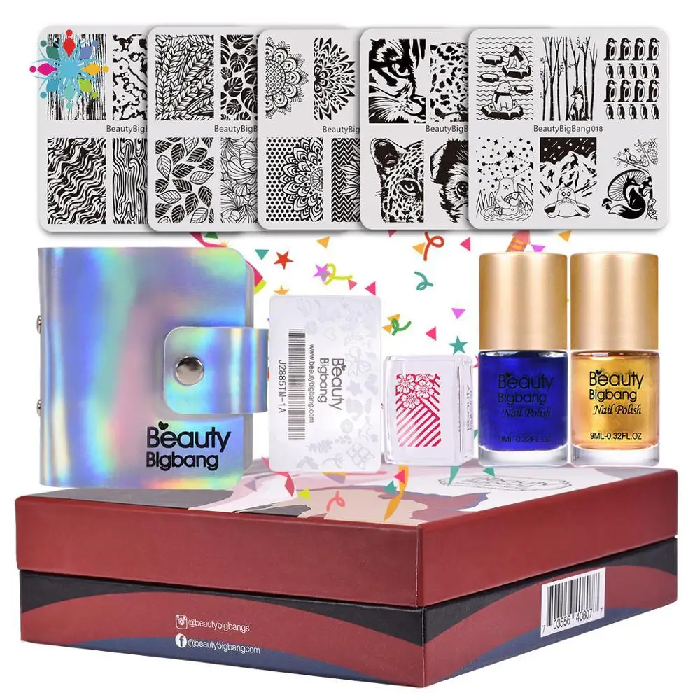 Набор для стемпинга ногтей 10 шт./компл. 5 пластин квадратная пластина чехол