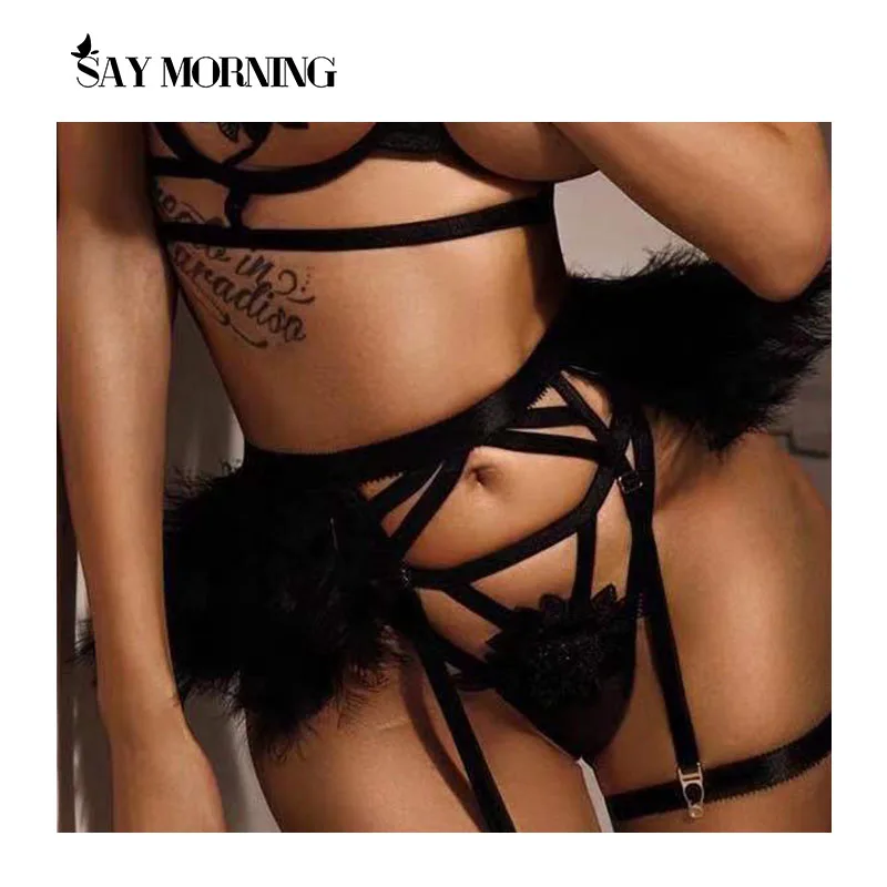 Комплект женского нижнего белья SAY MORNING сетчатые прозрачные трусики-стринги с