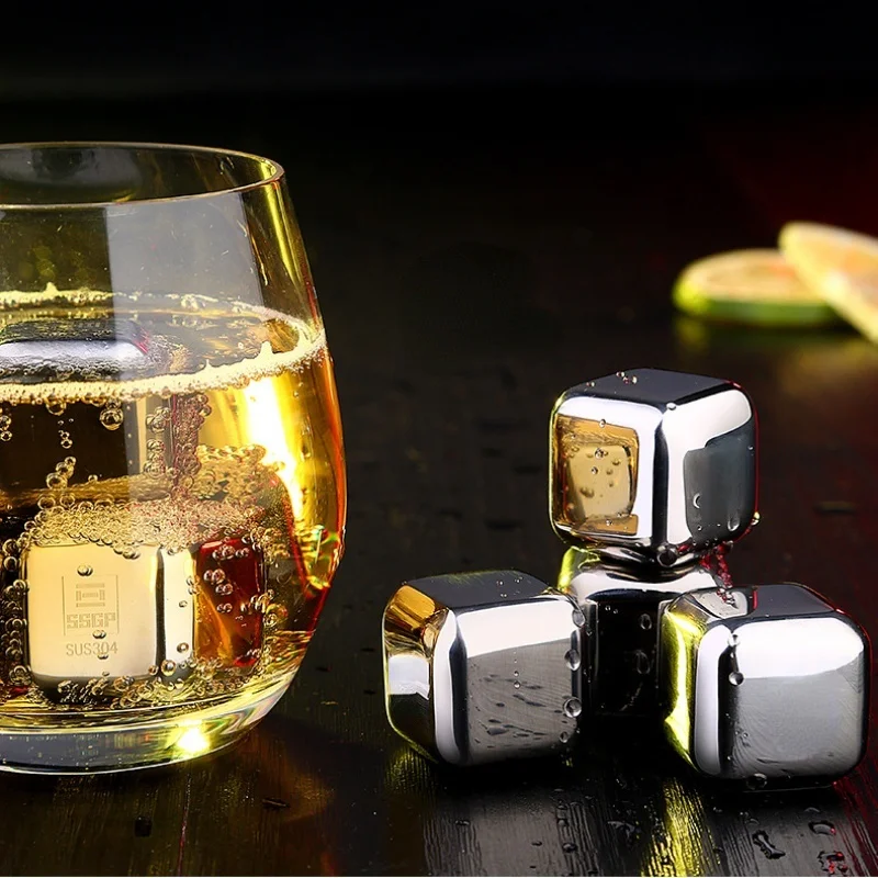 

304 Stainless Steel Metal Quick-Frozen Ice Grain Chilled Beer Whisky Wine Whisky Stone Stainless Steel Ice Cube