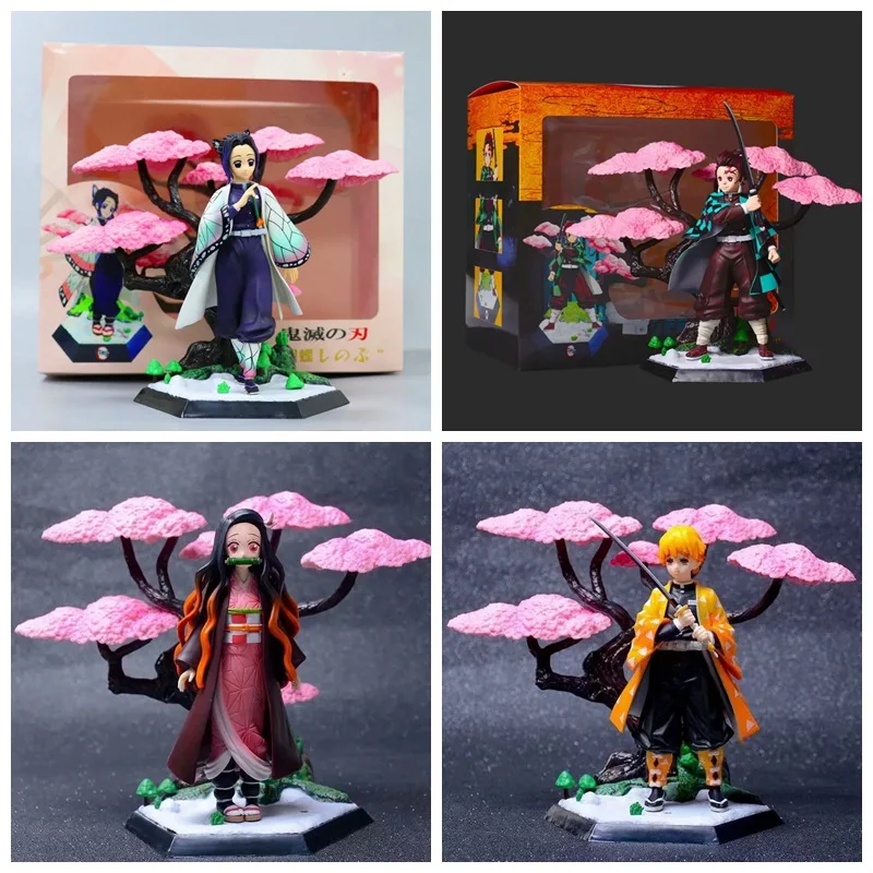 20 см ПВХ Demon Slayer Kamado Tanjirou Nezuko Tsuyuri Kanawo Упакованные в коробку Фигурки игрушки для