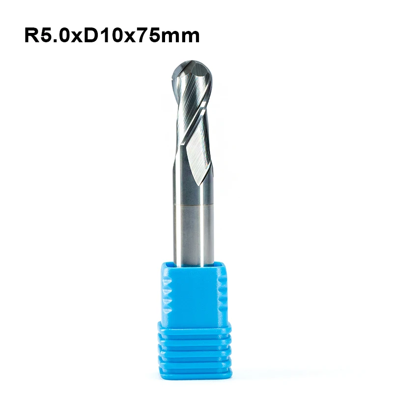 1 шт. сферическая Концевая фреза 2 флейты R5.0xD10x75mm фрезерный станок с ЧПУ для