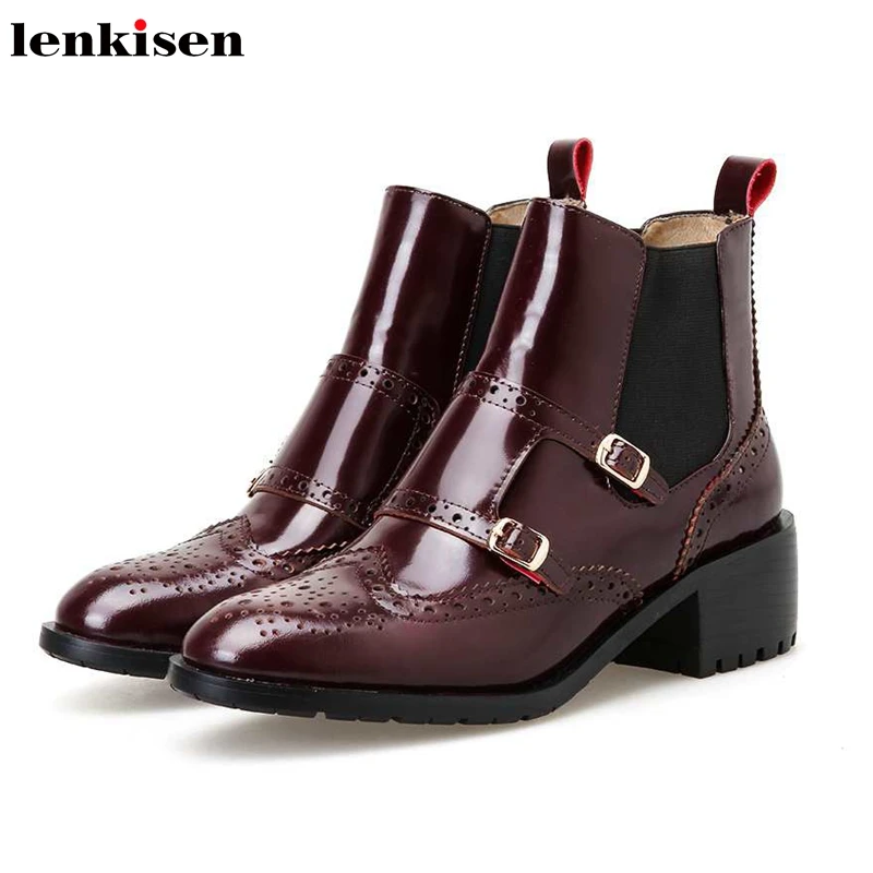 Lenkisen броги резные в стиле принцессы из коровьей кожи модные ремешки с пряжкой