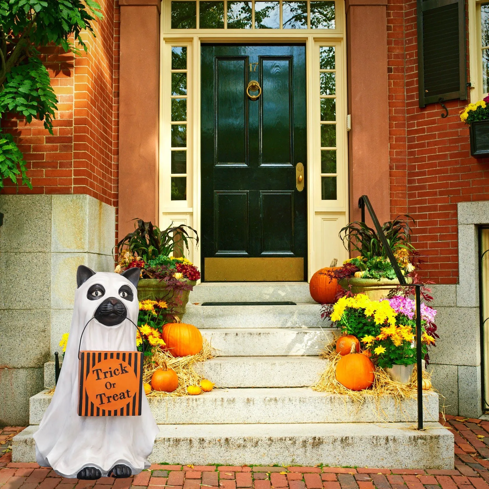 Призрак кошки конфеты держатель для миски чаша открытый призрак Хэллоуин ведро