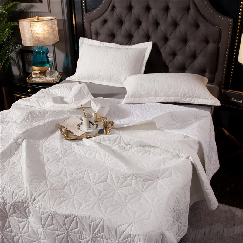 New 1pc 245x245cm and 245x265cm gray white cotton Bedspread and 2pcs pillowcase blanket Duvet Quilt bed cover