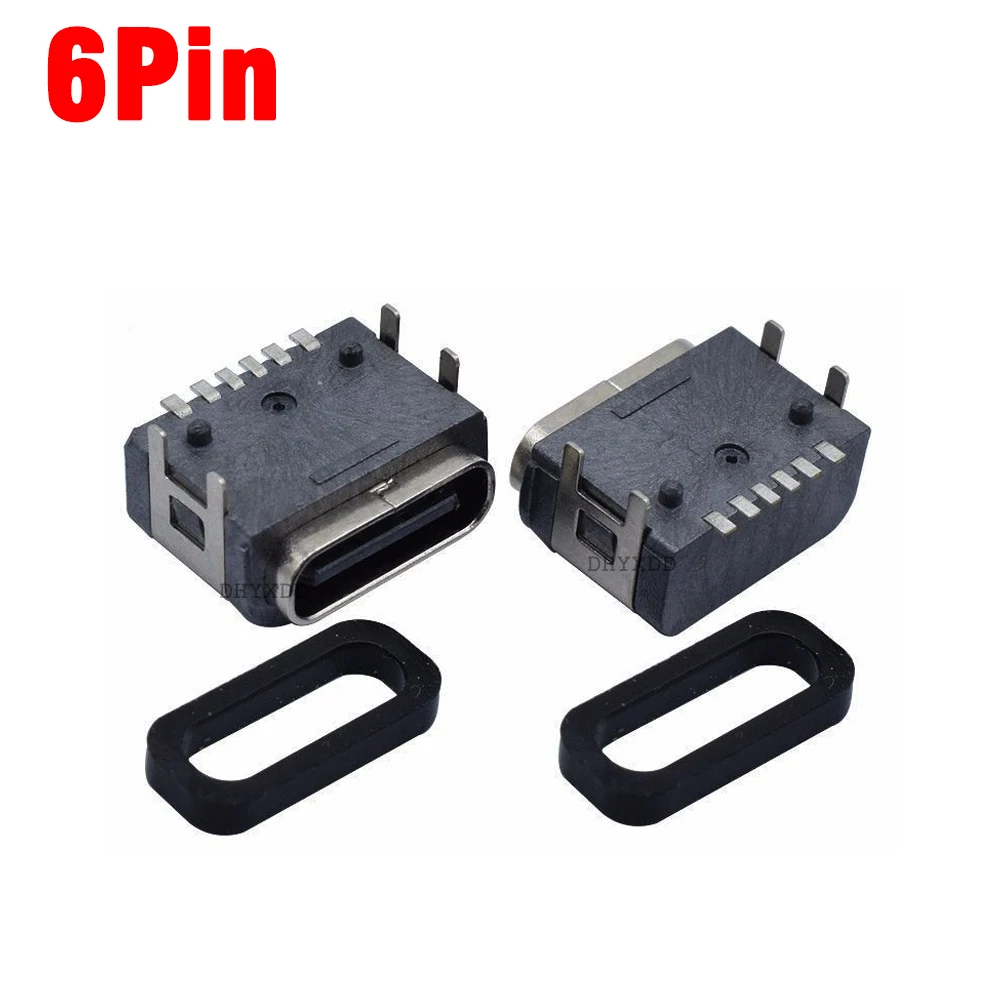 

10pcs USB 3.1 Type-C 6 Pin Charging Electric Toothbrush Female Socket Jack Waterproof Ring Connector