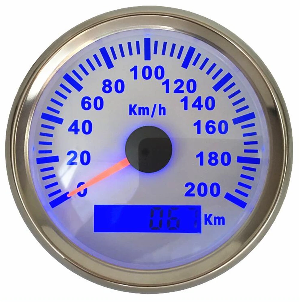 1 штука синего Подсветка спидометры GPS 0 200 км/ч Водонепроницаемый скорость Mileometers