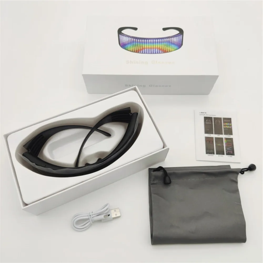 구매 최신 USB 충전식 앱 프로그래밍 가능 블루투스 매직 플래싱 라이트 LED 안경, 2021