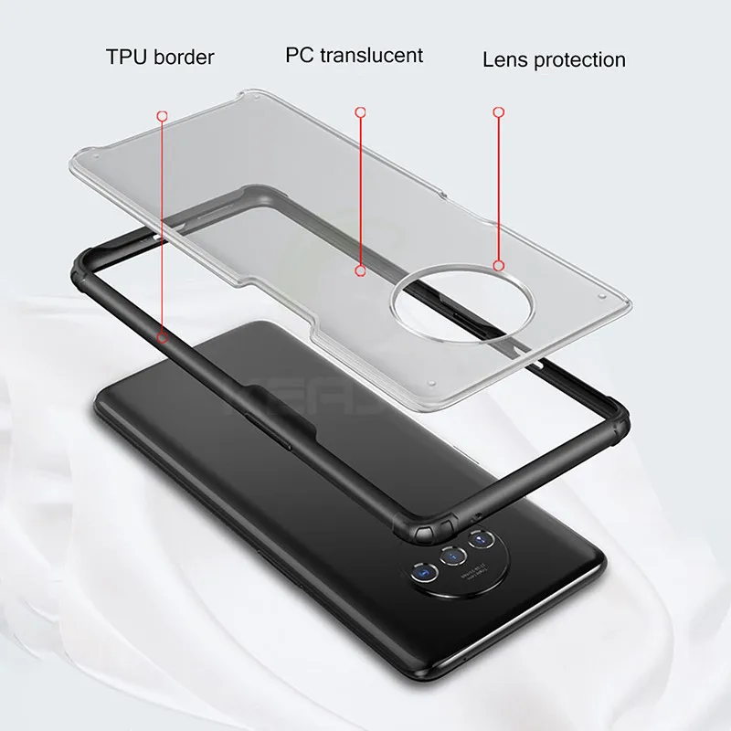 Чехол для телефона Oneplus 7t 7 Pro Мягкий силиконовый + жесткий чехол PC Fundas матовая
