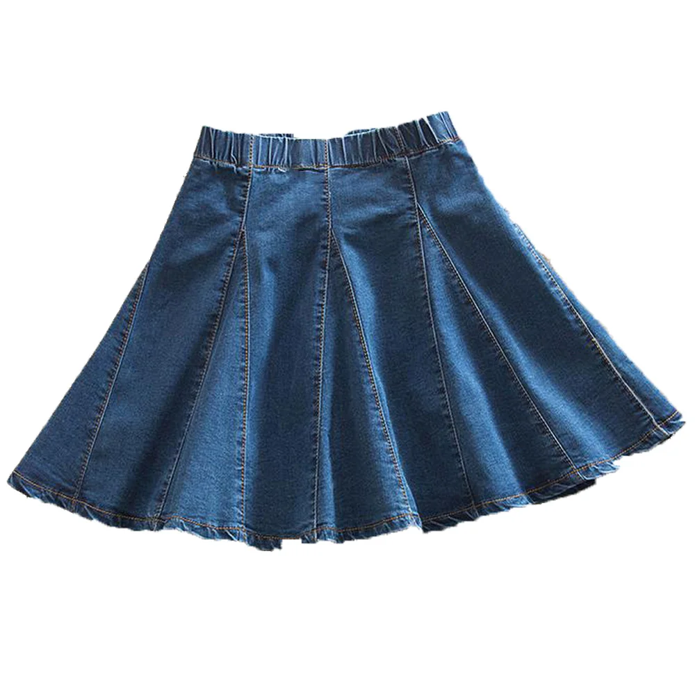 

7XL 8XL Harajuku Denim Skirt Womens Elastic Waist A Line Pleated Mini Jean Skater Preppy Style Blue Summer Casual Lolita Skirts