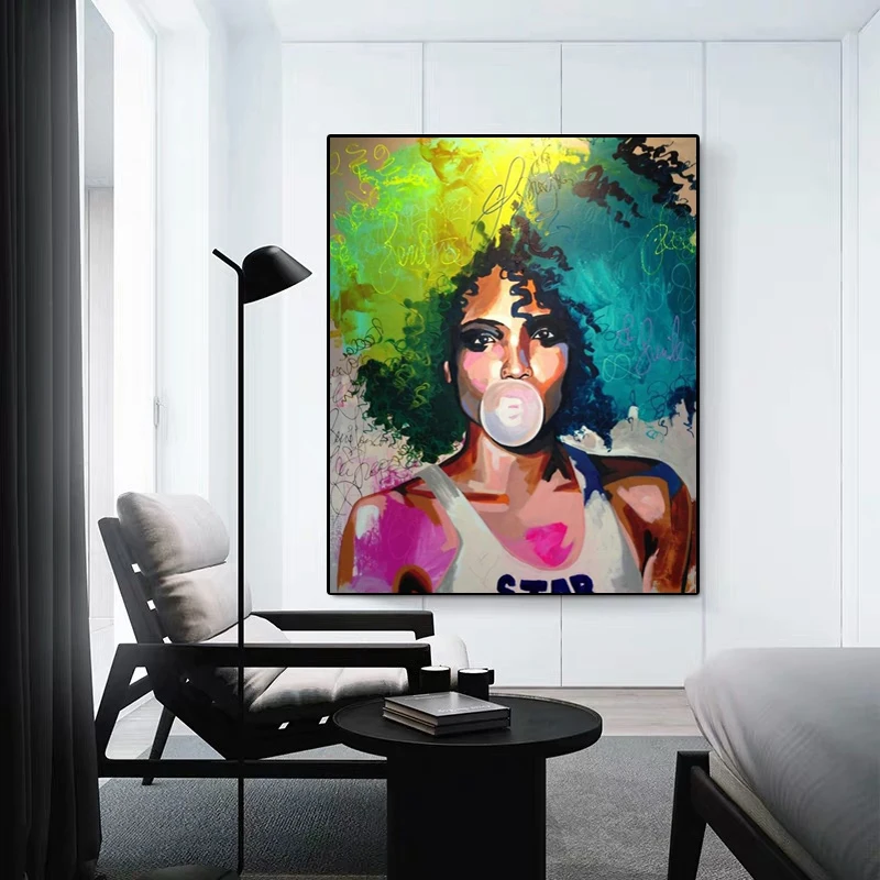 Красочные Африканская женщина граффити художественные плакаты и принты на