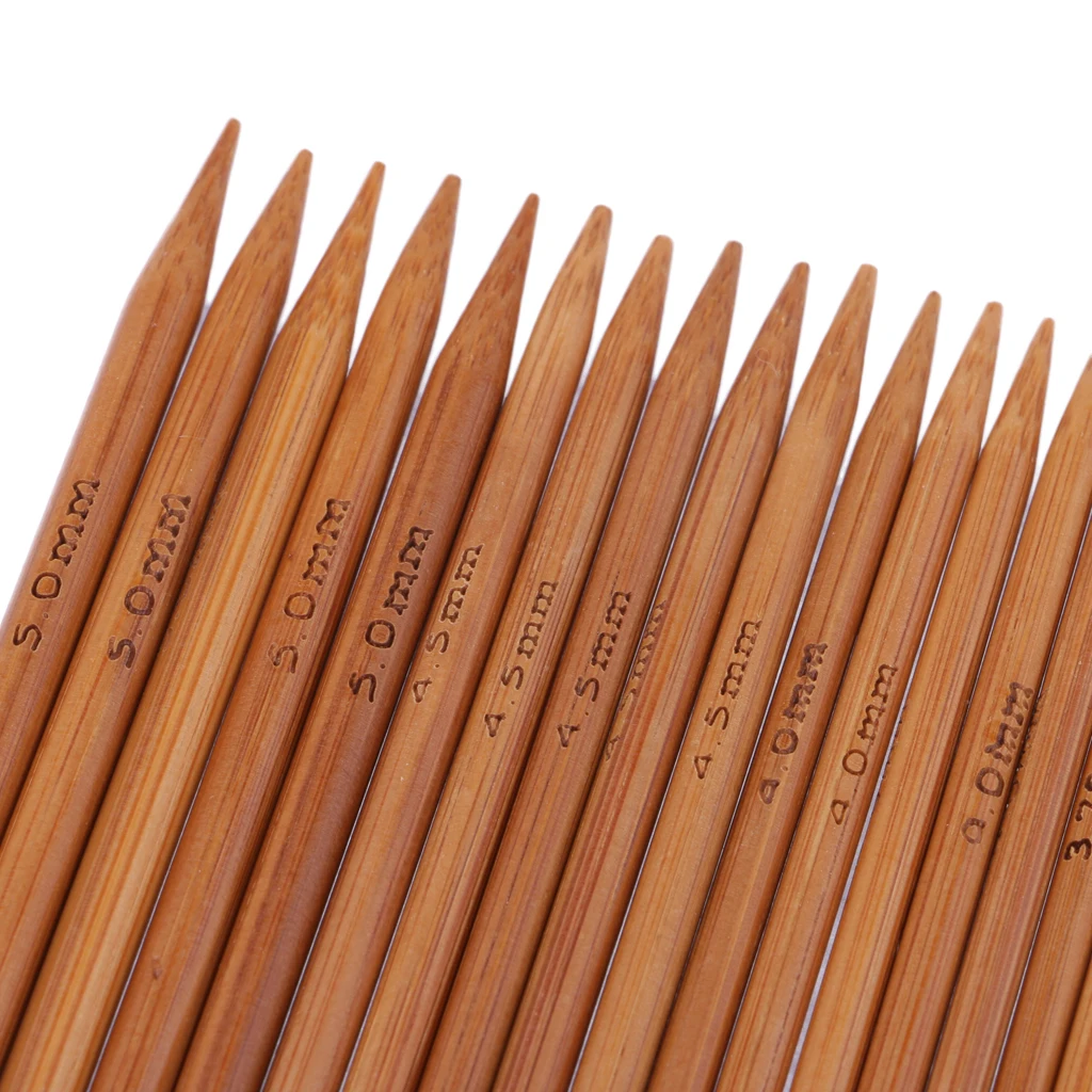 

55s Bamboo Wood Double-sided Knitting Needles Crochet Hook, 2.0-5.0mm, 11 Size