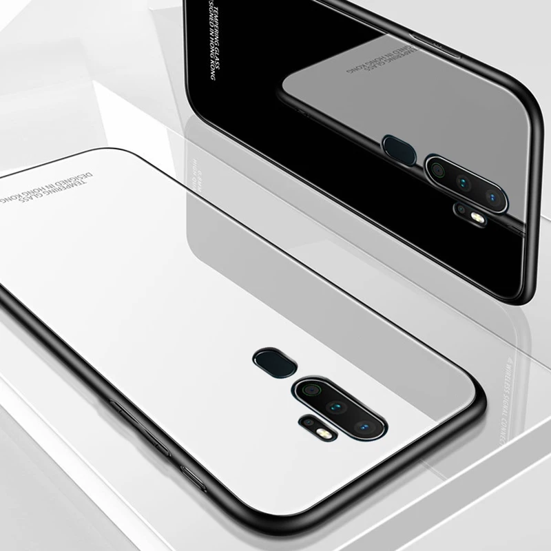 Чехол для OPPO A9 2020 жидкий Мягкий силиконовый чехол рамка из закаленного стекла A5
