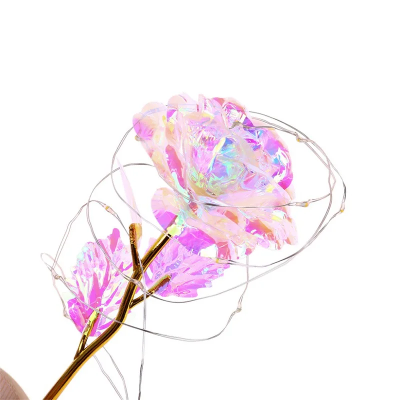 

Romantic Gold Foil Rose Artificial Flower Ornaments LED Copper Wire Lamp Anniversary Valentine's Day Gift Fake Floral Home Deco