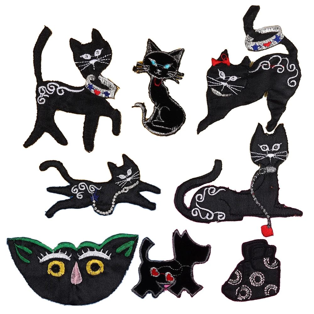 

New Proud Black Cat of Lovely Animals Badges Patch Black Handbag Patch Biker Iron on Cheap Embroidered Clothing Accessories