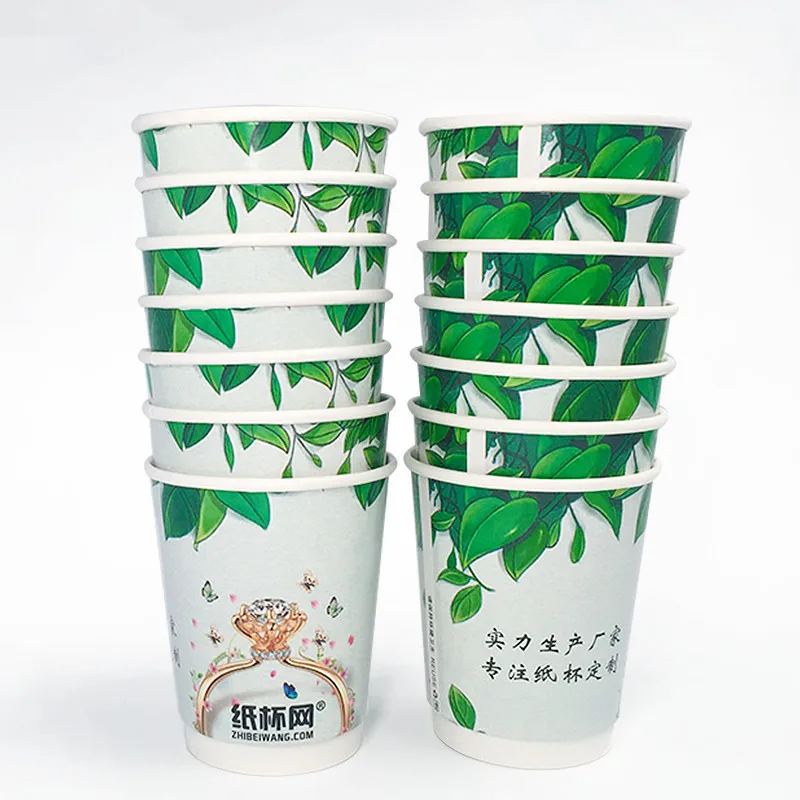 500pcs High quality double layer paper disposable coffee cup custom logo 9oz 250ml print milk tea soy cups wholesale | Дом и сад