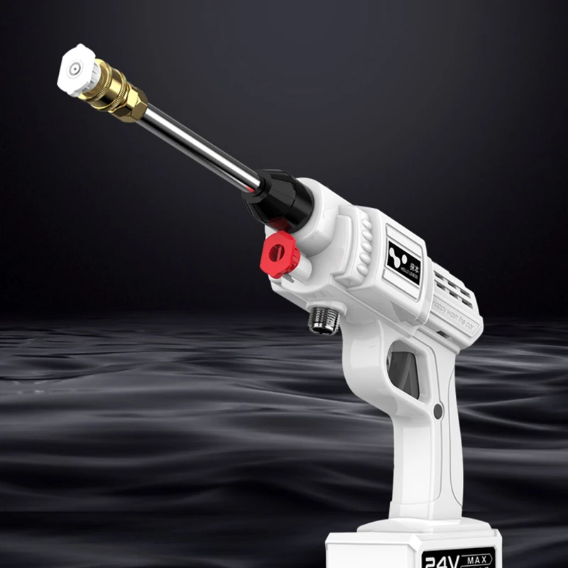 

24V Cordless 18650 Lithium Battery High Pressure Water Gun Portable Car Washing Machine Tornado Foam Generator Auto Accessory