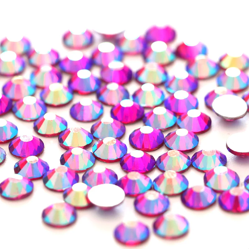 SS3 SS30 Стразы для дизайна ногтей фуксия AB блестящие стеклянные стразы камни 3D