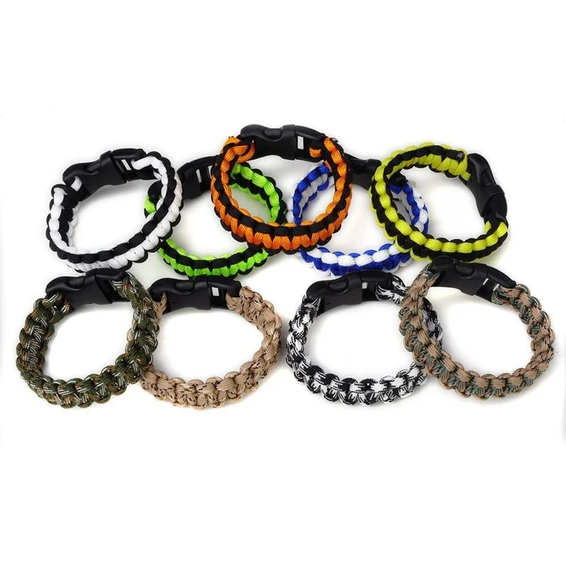 

Self-rescue Camping Paracord Parachute Cord Bracelets Survival Whistle Buckle