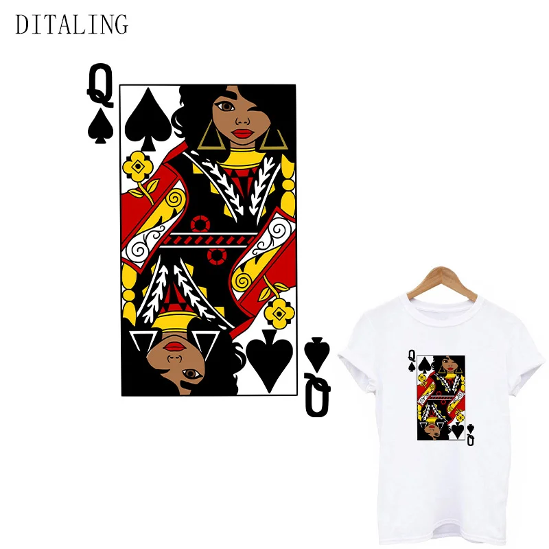 

Q queen-Черная Женская теплая наклейка, теплообменная нашивка для футболок, африканская ткань, железо, сделай сам