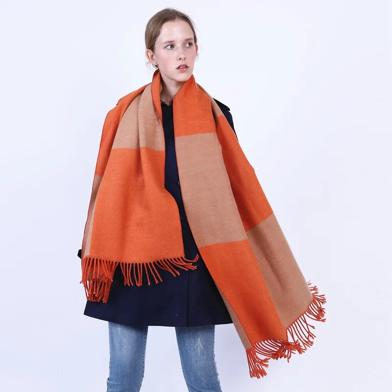 

Korean Square Cashmere Square Scarf for Children in Autumn and Winter of 2019,Lady's Double Shawl Thickened Scarf blanket scarf