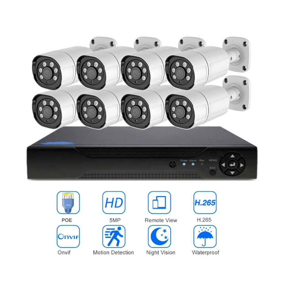 

HESEE 8CH 5MP POE AI Security Camera System NVR Kit CCTV Outdoor 5MP Network IP Camera H.265 P2P Video Surveillance Set