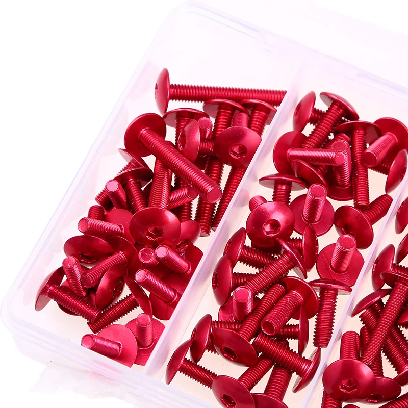 

POSSBAY Bicicleta Red 74Pcs M6 M5 Motorcycle Windscreen Windshield Fairing Bolt Kit Body Fasteners Clip Screws Mounting Nuts