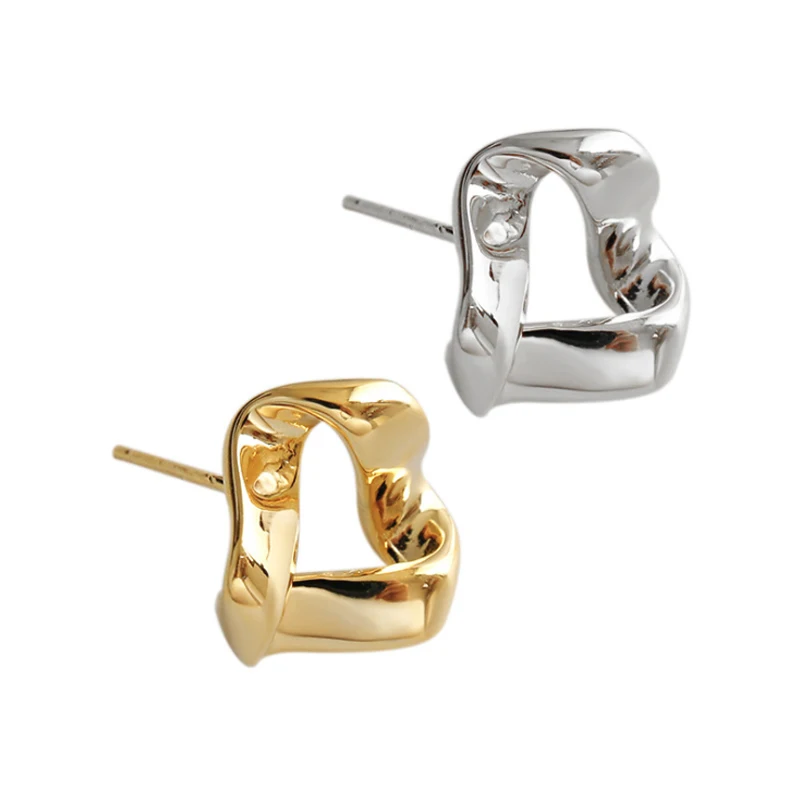 

F.I.N.S Korean S925 Sterling Silver Earrings Geometric Twisted Earrings Gold Silver Irregular Stud Earring Fashion Jewelry