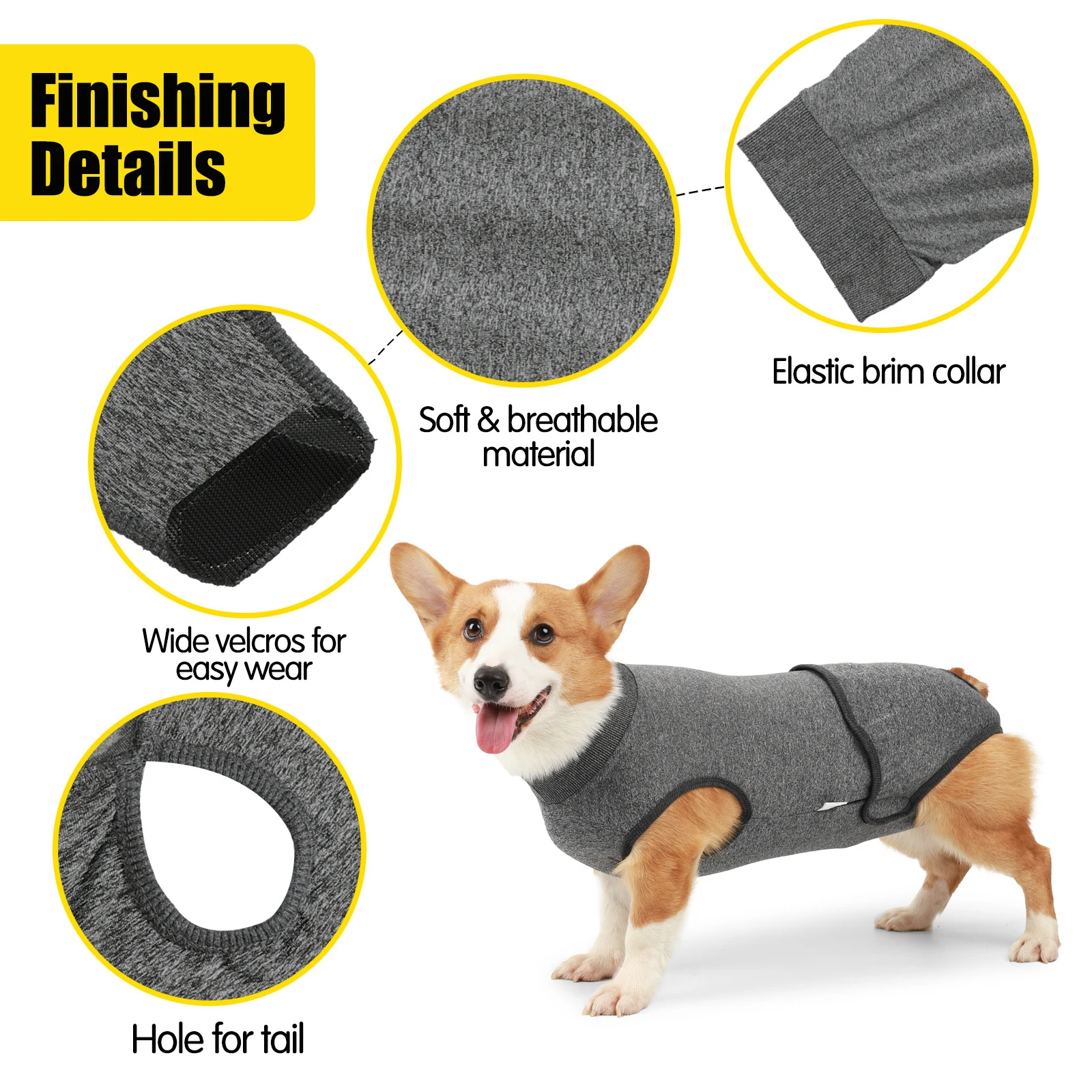 

Recovery Suit for Dogs After Surgery Wear Prevent Licking Dog Surgery Recovery Suit with Washable Dog Diapers
